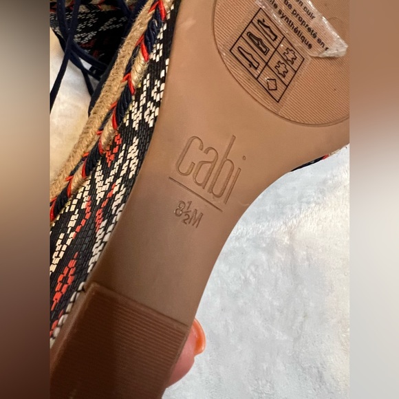 Cabi 6001 Navy Blue Suede Isla Tassel Ankle Tie Espadrille Wedges Size 8.5 - Picture 6 of 6